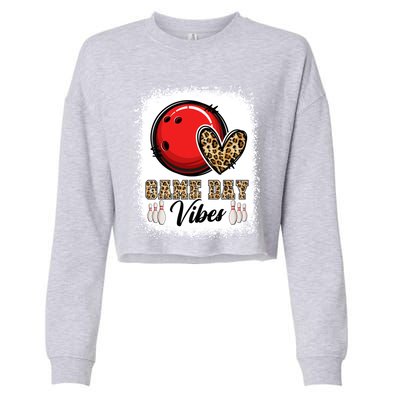 Bleached Bowling Game Day Vibes Bowling Mom Game Day Season Gift Cropped Pullover Crew