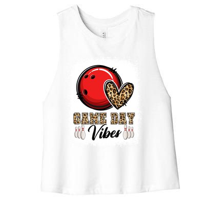 Bleached Bowling Game Day Vibes Bowling Mom Game Day Season Gift Women's Racerback Cropped Tank