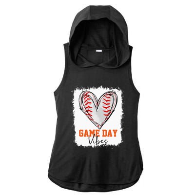 Bleached Baseball Game Day Vibes Baseball Mom Game Day Ladies PosiCharge Tri-Blend Wicking Draft Hoodie Tank