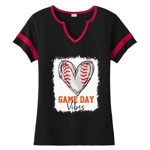 Bleached Baseball Game Day Vibes Baseball Mom Game Day Ladies Halftime Notch Neck Tee