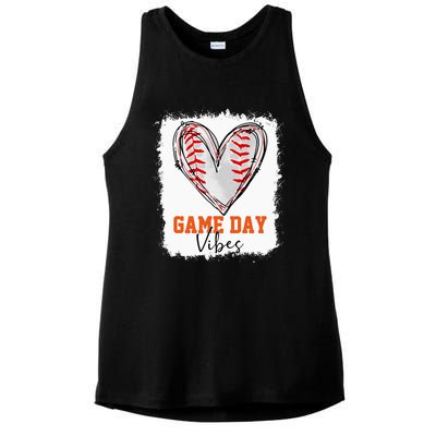 Bleached Baseball Game Day Vibes Baseball Mom Game Day Ladies PosiCharge Tri-Blend Wicking Tank