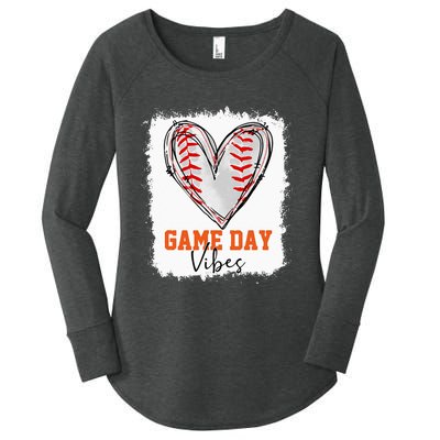 Bleached Baseball Game Day Vibes Baseball Mom Game Day Women's Perfect Tri Tunic Long Sleeve Shirt