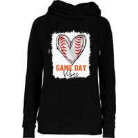 Bleached Baseball Game Day Vibes Baseball Mom Game Day Womens Funnel Neck Pullover Hood