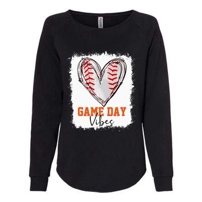 Bleached Baseball Game Day Vibes Baseball Mom Game Day Womens California Wash Sweatshirt