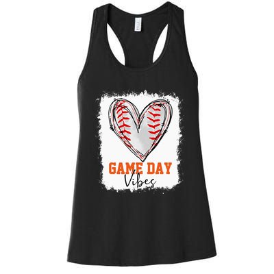 Bleached Baseball Game Day Vibes Baseball Mom Game Day Women's Racerback Tank