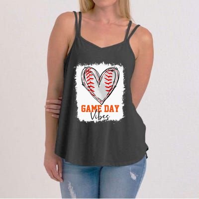 Bleached Baseball Game Day Vibes Baseball Mom Game Day Women's Strappy Tank