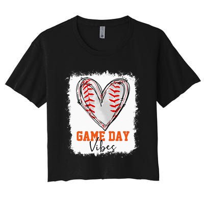 Bleached Baseball Game Day Vibes Baseball Mom Game Day Women's Crop Top Tee