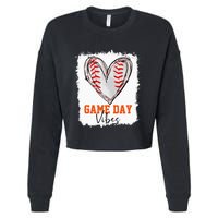 Bleached Baseball Game Day Vibes Baseball Mom Game Day Cropped Pullover Crew