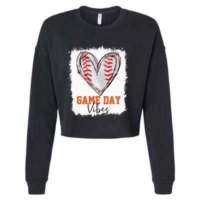 Bleached Baseball Game Day Vibes Baseball Mom Game Day Cropped Pullover Crew