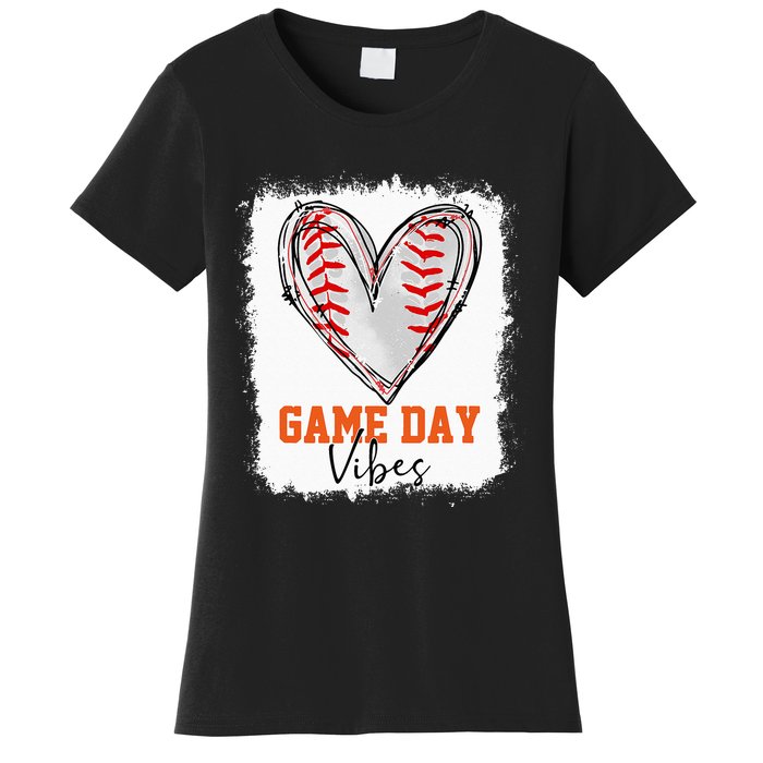 Bleached Baseball Game Day Vibes Baseball Mom Game Day Women's T-Shirt