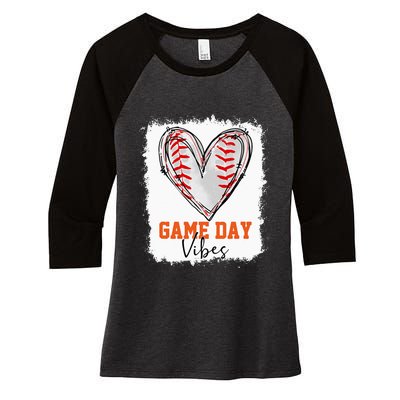 Bleached Baseball Game Day Vibes Baseball Mom Game Day Women's Tri-Blend 3/4-Sleeve Raglan Shirt