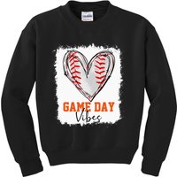 Bleached Baseball Game Day Vibes Baseball Mom Game Day Kids Sweatshirt