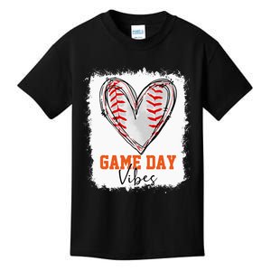 Bleached Baseball Game Day Vibes Baseball Mom Game Day Kids T-Shirt