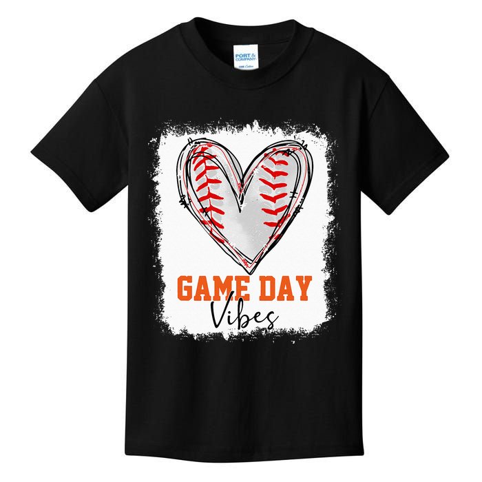 Bleached Baseball Game Day Vibes Baseball Mom Game Day Kids T-Shirt