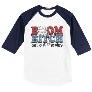 Boom Bitch Get Out The Way Fireworks Funny Baseball Sleeve Shirt