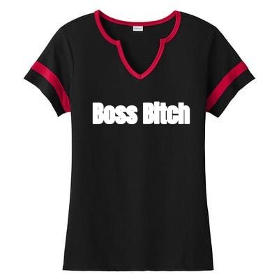 Boss Bitch Gift Ladies Halftime Notch Neck Tee