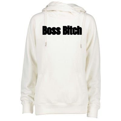 Boss Bitch Gift Womens Funnel Neck Pullover Hood