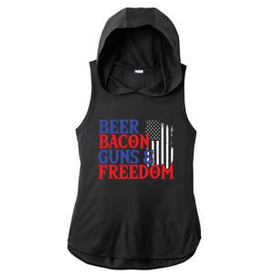 Beer Bacon Gun Freedom American Flag Usa Country Gift Ladies PosiCharge Tri-Blend Wicking Draft Hoodie Tank