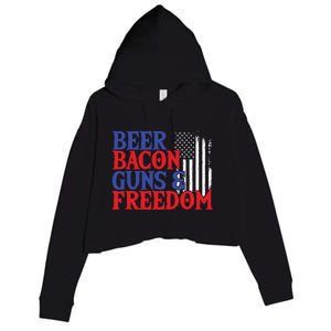 Beer Bacon Gun Freedom American Flag Usa Country Gift Crop Fleece Hoodie