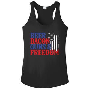 Beer Bacon Gun Freedom American Flag Usa Country Gift Ladies PosiCharge Competitor Racerback Tank