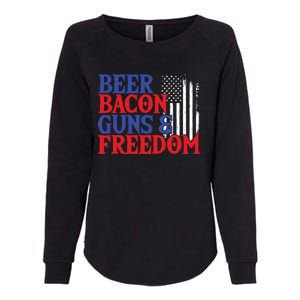 Beer Bacon Gun Freedom American Flag Usa Country Gift Womens California Wash Sweatshirt