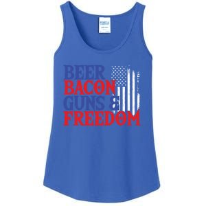 Beer Bacon Gun Freedom American Flag Usa Country Gift Ladies Essential Tank