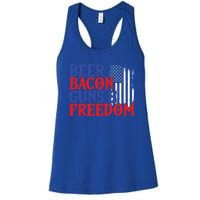 Beer Bacon Gun Freedom American Flag Usa Country Gift Women's Racerback Tank