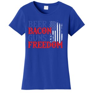 Beer Bacon Gun Freedom American Flag Usa Country Gift Women's T-Shirt