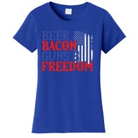 Beer Bacon Gun Freedom American Flag Usa Country Gift Women's T-Shirt