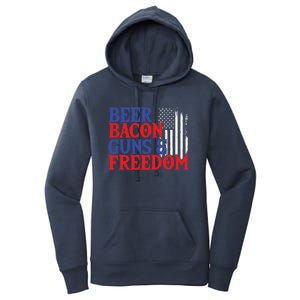 Beer Bacon Gun Freedom American Flag Usa Country Gift Women's Pullover Hoodie