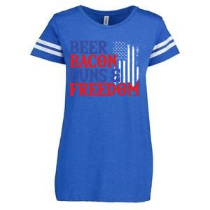 Beer Bacon Gun Freedom American Flag Usa Country Gift Enza Ladies Jersey Football T-Shirt