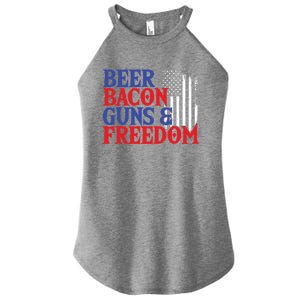 Beer Bacon Gun Freedom American Flag Usa Country Gift Women's Perfect Tri Rocker Tank