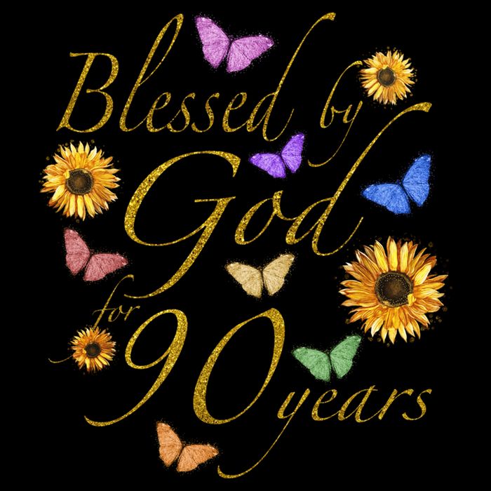 Blessed By God For 90 Year Butterfly Sunflower 90th Birthday Sweatshirt