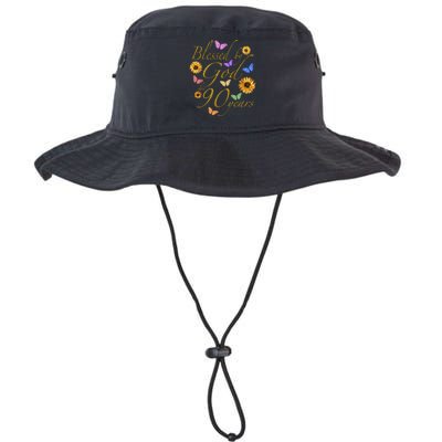 Blessed By God For 90 Year Butterfly Sunflower 90th Birthday Legacy Cool Fit Booney Bucket Hat