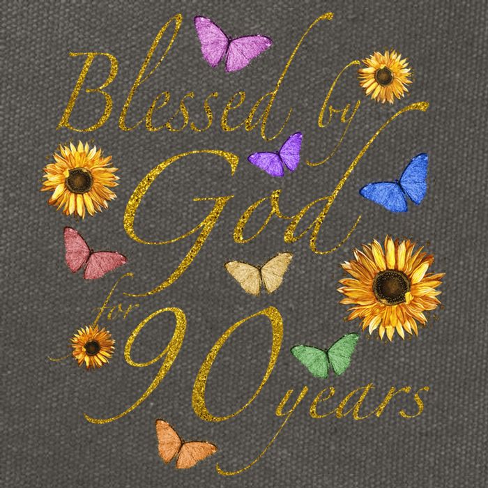 Blessed By God For 90 Year Butterfly Sunflower 90th Birthday Cotton Canvas Backpack