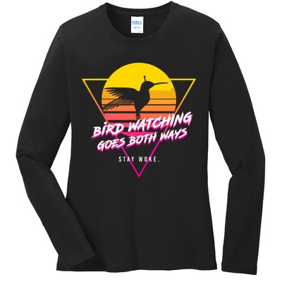 Birds Birdwatching Goes Both Ways They Arent Real Truth Meme Ladies Long Sleeve Shirt