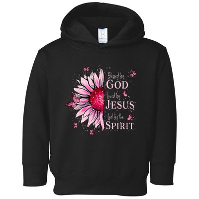 Blessed By God Loved By Jesus Sunflower Toddler Hoodie