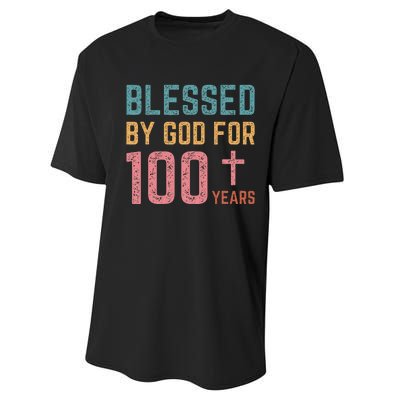 Blessed By God For 100 Years Old Religious Performance Sprint T-Shirt