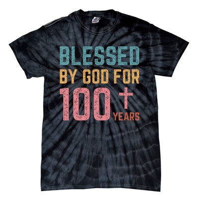 Blessed By God For 100 Years Old Religious Tie-Dye T-Shirt