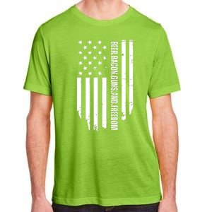 Beer Bacon Guns & Freedom / USA BBQ American Flag Drinking Adult ChromaSoft Performance T-Shirt