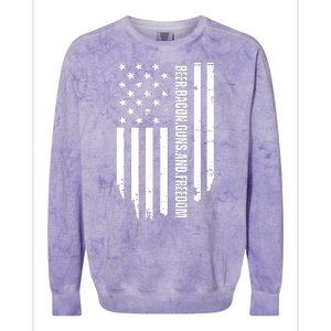 Beer Bacon Guns & Freedom / USA BBQ American Flag Drinking Colorblast Crewneck Sweatshirt