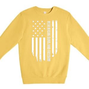 Beer Bacon Guns & Freedom / USA BBQ American Flag Drinking Premium Crewneck Sweatshirt