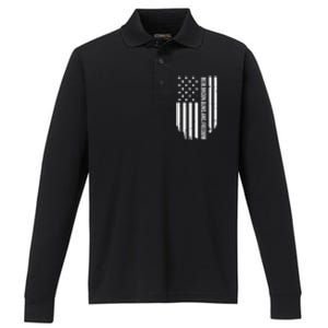 Beer Bacon Guns & Freedom / USA BBQ American Flag Drinking Performance Long Sleeve Polo