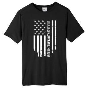 Beer Bacon Guns & Freedom / USA BBQ American Flag Drinking Tall Fusion ChromaSoft Performance T-Shirt