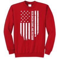 Beer Bacon Guns & Freedom / USA BBQ American Flag Drinking Sweatshirt