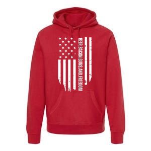 Beer Bacon Guns & Freedom / USA BBQ American Flag Drinking Premium Hoodie