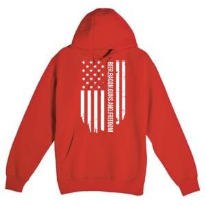 Beer Bacon Guns & Freedom / USA BBQ American Flag Drinking Premium Pullover Hoodie