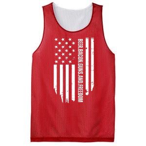 Beer Bacon Guns & Freedom / USA BBQ American Flag Drinking Mesh Reversible Basketball Jersey Tank