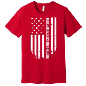 Beer Bacon Guns & Freedom / USA BBQ American Flag Drinking Premium T-Shirt