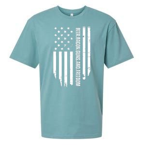 Beer Bacon Guns & Freedom / USA BBQ American Flag Drinking Sueded Cloud Jersey T-Shirt